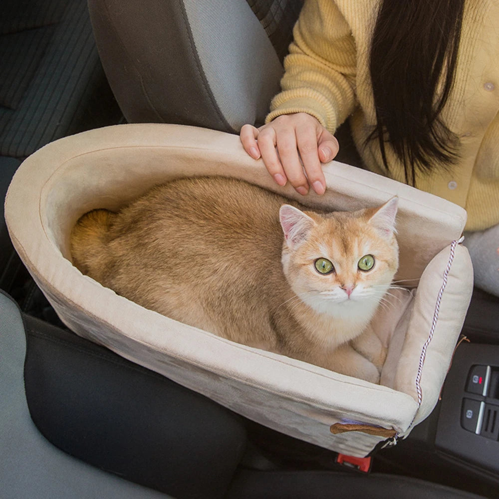 Portable Pet Dog Car Seat Central Control Dog Carrier Non-slip Safe Car Armrest Box Booster Bed For Small Dogs Cats Puppy Travel