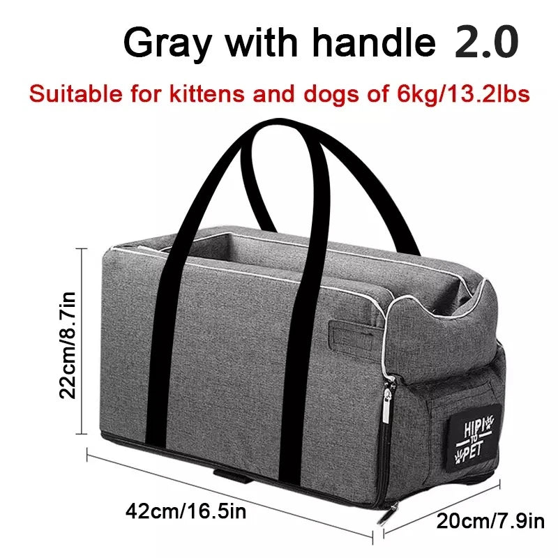 Portable Pet Dog Car Seat Central Control Dog Carrier Non-slip Safe Car Armrest Box Booster Bed For Small Dogs Cats Puppy Travel