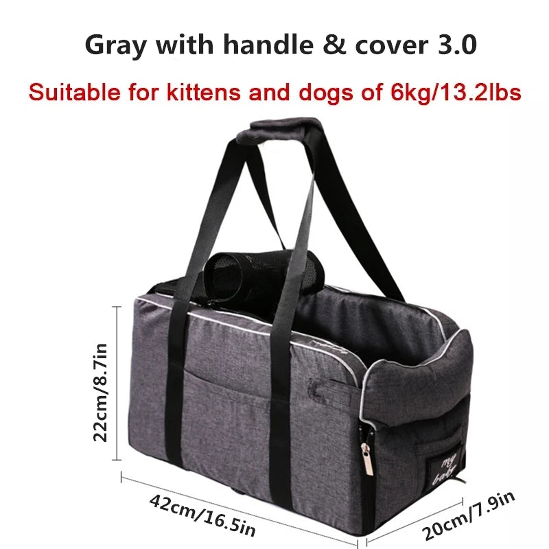 Portable Pet Dog Car Seat Central Control Dog Carrier Non-slip Safe Car Armrest Box Booster Bed For Small Dogs Cats Puppy Travel