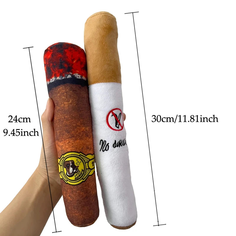 4PetsOnly Squeaky Cigar Plush Dog Toy
