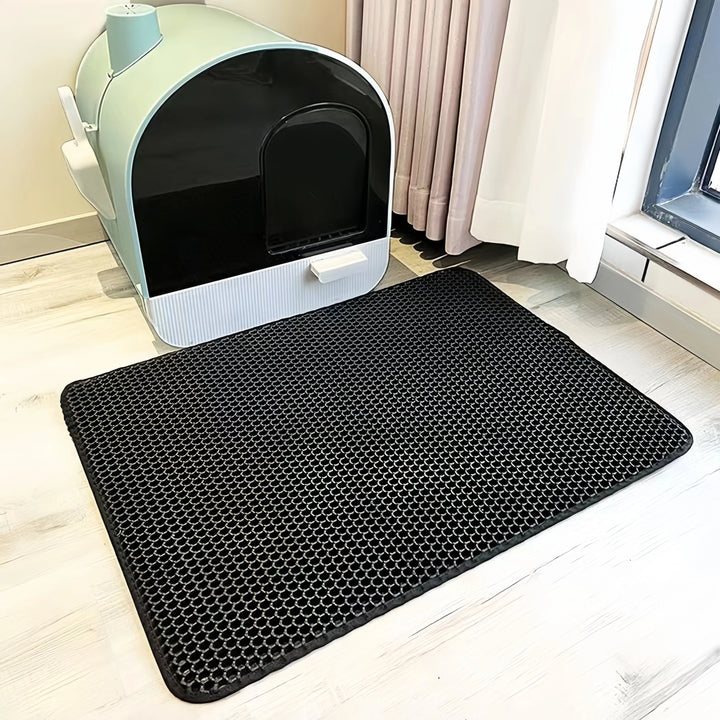 4PetsOnly Large EVA Double-Layer Cat Litter Mat - Waterproof, Non-Slip