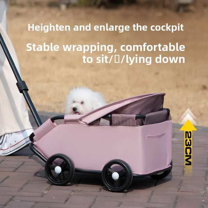 Small pet stroller, dog, cat, teddy baby stroller, portable and foldable outdoor small pet cart for going out