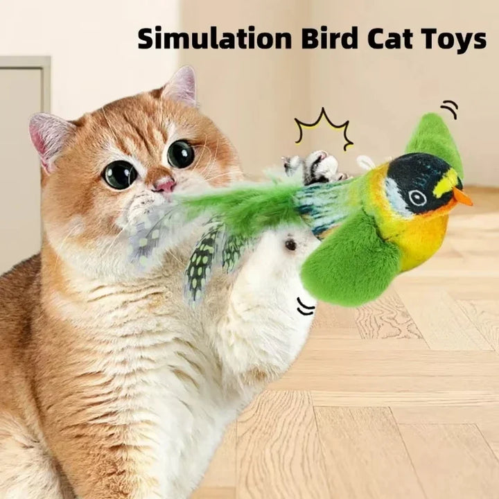 4PetsOnly Interactive Catnip Plush Cat Toy - Realistic Bird Sound