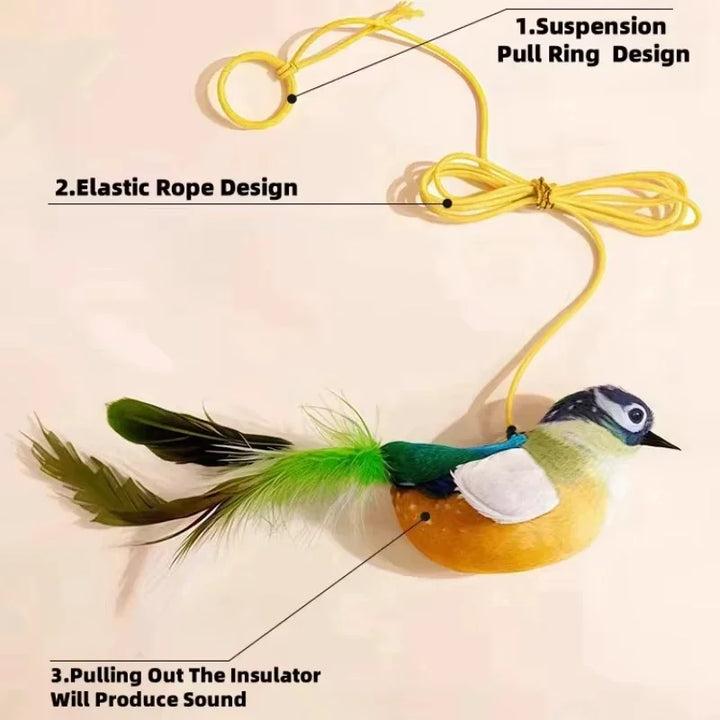 4PetsOnly Interactive Catnip Plush Cat Toy - Realistic Bird Sound