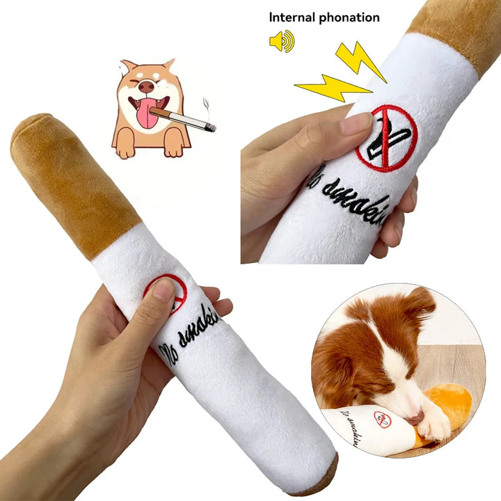 4PetsOnly Squeaky Cigar Plush Dog Toy