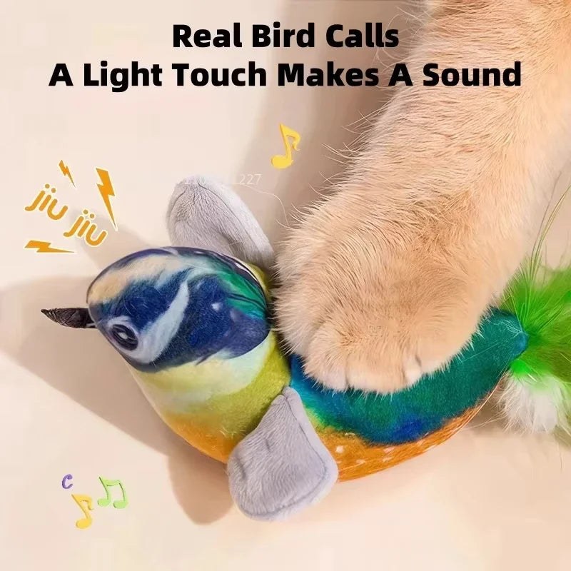 4PetsOnly Interactive Catnip Plush Cat Toy - Realistic Bird Sound