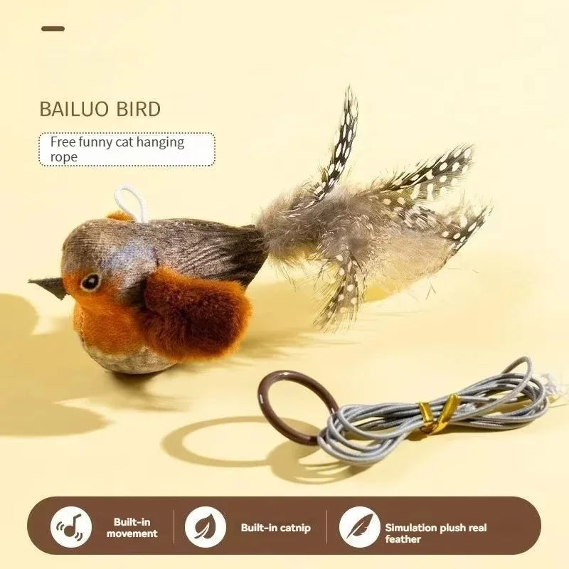 4PetsOnly Interactive Catnip Plush Cat Toy - Realistic Bird Sound