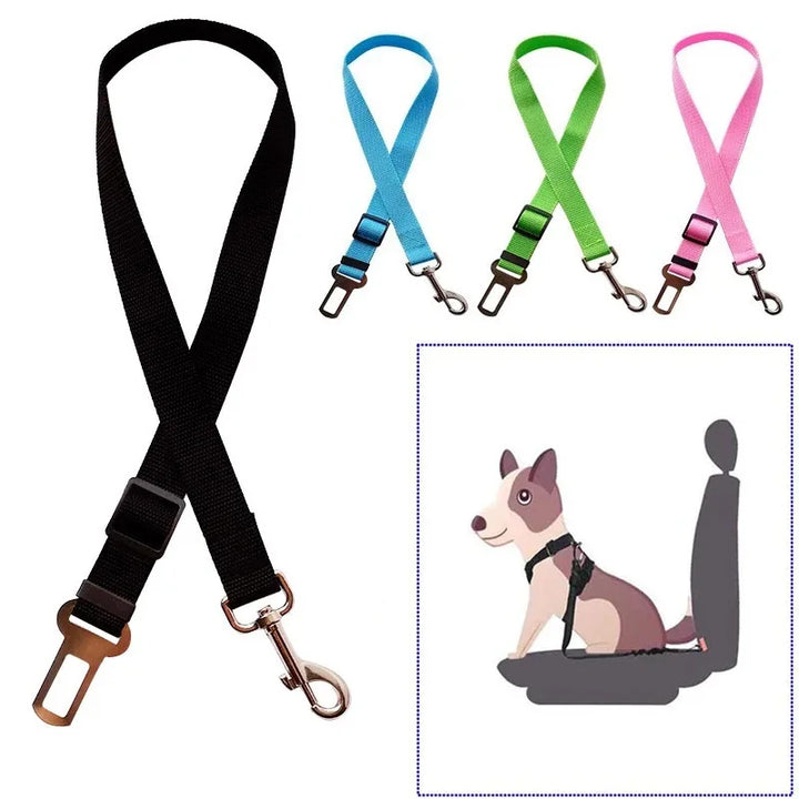 Retractable Pet Car Seat Belt - Securing the Dog During Travel - Adjustable Harness and Belt - Essential Car Travel Supplies