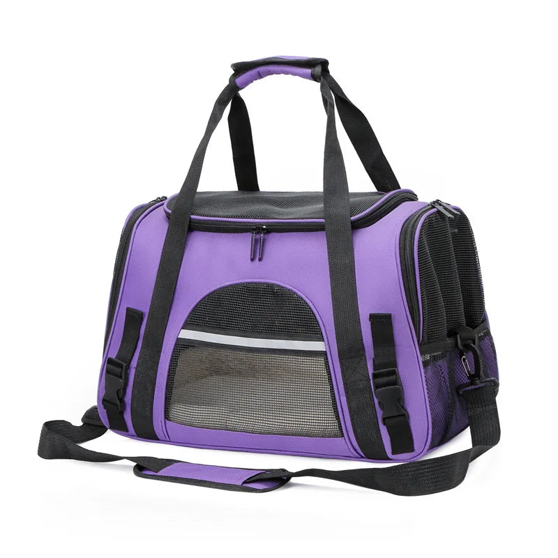 Portable Pet Travel Bag Dog Bag Mesh Dog Carrier Bag with Thick Cotton Cushion Pet Aviation Backpack Anti-suffocation Outdoor