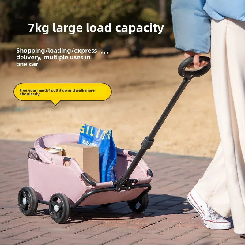 Small pet stroller, dog, cat, teddy baby stroller, portable and foldable outdoor small pet cart for going out