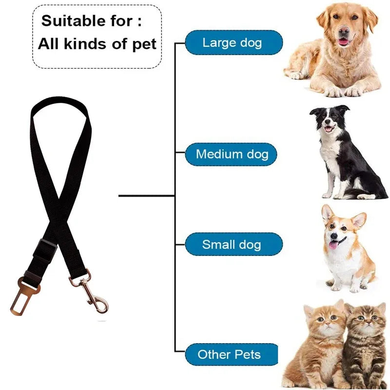 Retractable Pet Car Seat Belt - Securing the Dog During Travel - Adjustable Harness and Belt - Essential Car Travel Supplies