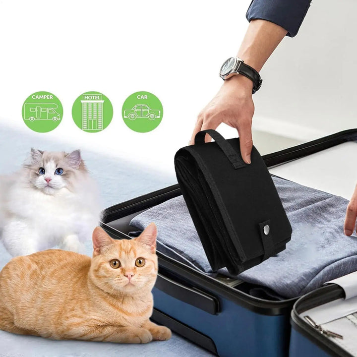 Foldable Litter Box Cat Travel Litter Box Portable Leak Proof Folding Waterproof Carrier Case With Lid Handle Pet Supplies For