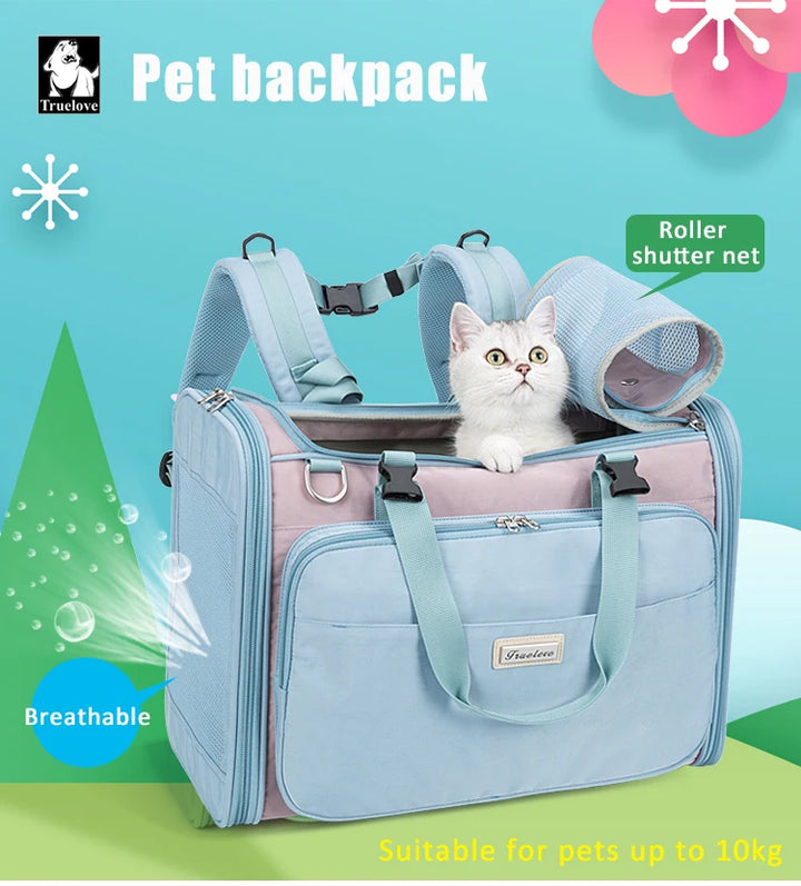 Truelove Pet Backpack Outdoor Hiking Hands Free Breathable Portable Adjustable Puppy Dog Cat Pet Carrier Bag Travel Backpack
