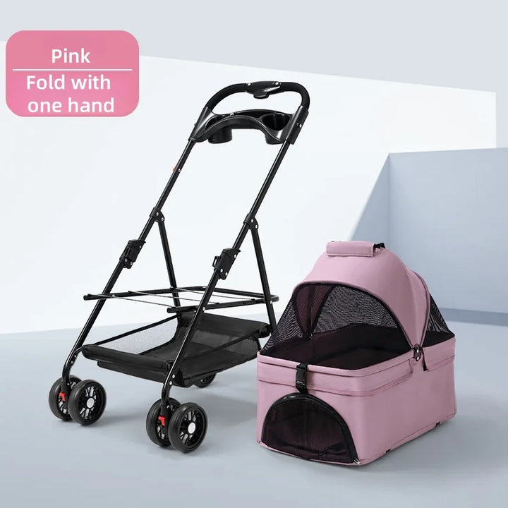 Pet Stroller Dog Cat Stroller Small Pet Cart For Outings Cart Bag Can Be Separated Breathable Shade Light Folding Outdoor Travel