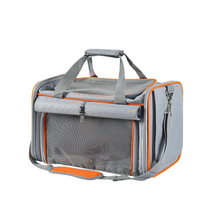 Grey Pet Cat Tote Carriers Outdoor Travel Driving Car Convenience Bag Soft Sided Cat Puppy Bags Pet Carrier Bag With Supplies