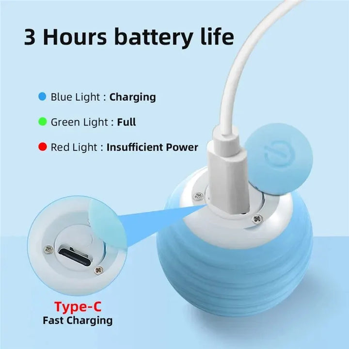 4PetsOnly Interactive Smart Cat Ball Toy - Self-Moving, Rechargeable
