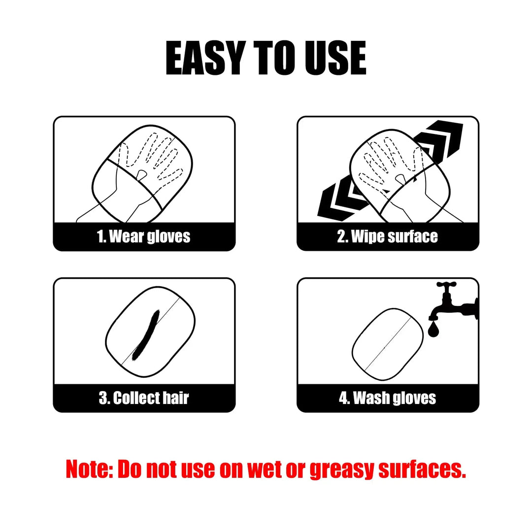 4PetsOnly Pet Hair Removal Gloves - Double-Sided, Electrostatic for Cats & Dogs