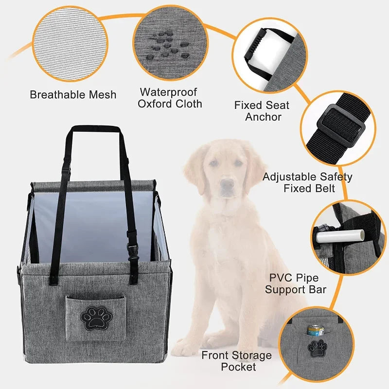 4PetsOnly Car Pet Seat Basket - Waterproof, Breathable for Small & Medium Dogs
