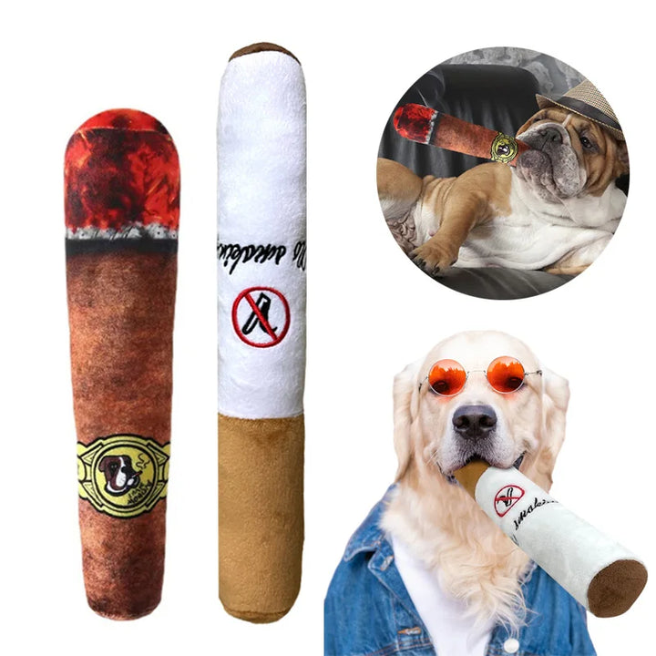 4PetsOnly Squeaky Cigar Plush Dog Toy