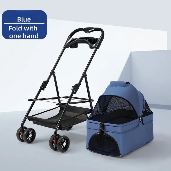 Pet Stroller Dog Cat Stroller Small Pet Cart For Outings Cart Bag Can Be Separated Breathable Shade Light Folding Outdoor Travel