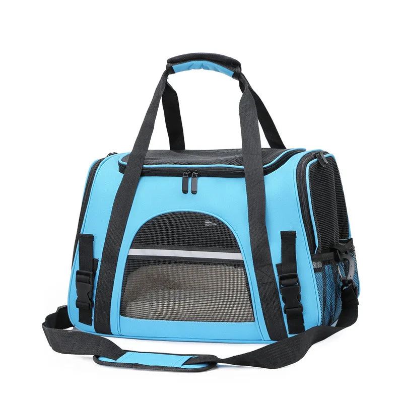 Portable Pet Travel Bag Dog Bag Mesh Dog Carrier Bag with Thick Cotton Cushion Pet Aviation Backpack Anti-suffocation Outdoor
