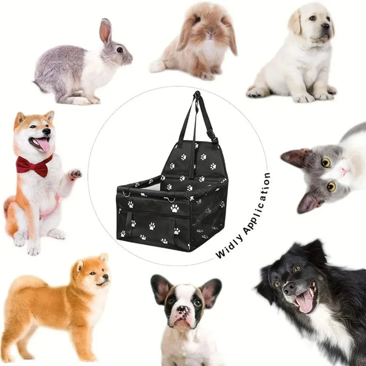 Pet Car Booster Seat - Folding Waterproof Carrier for Dogs, Cats and Puppies, Travel Carrier Bag with Seat Belt for Pets