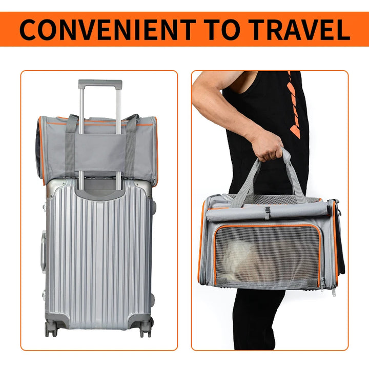 Grey Pet Cat Tote Carriers Outdoor Travel Driving Car Convenience Bag Soft Sided Cat Puppy Bags Pet Carrier Bag With Supplies