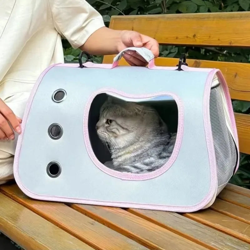 Portable Pet Carrier Bag Foldable Breathable Mesh Travel Bag for Small Cats Dogs Soft-Sided Handheld Outing Travel Pet Backpack