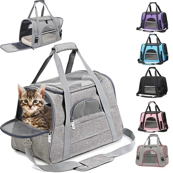 Portable Pet Travel Bag Dog Bag Mesh Dog Carrier Bag with Thick Cotton Cushion Pet Aviation Backpack Anti-suffocation Outdoor