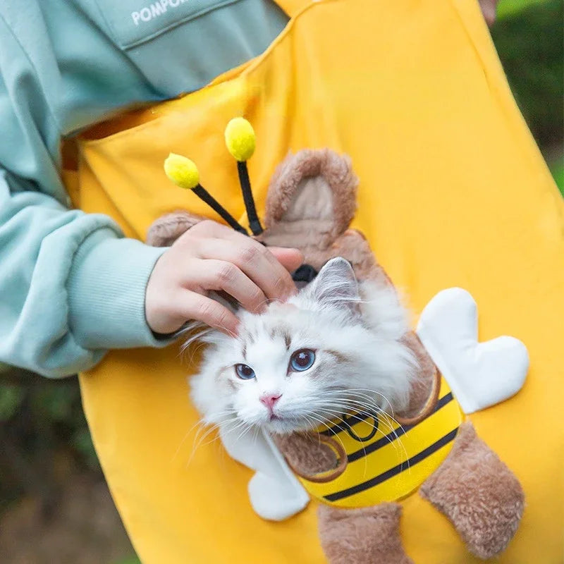4PetsOnly Canvas Pet Travel Tote Bag - Fashionable Breathable Shoulder Carrier for Cats & Dogs