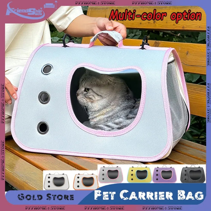 Portable Pet Carrier Bag Foldable Breathable Mesh Travel Bag for Small Cats Dogs Soft-Sided Handheld Outing Travel Pet Backpack