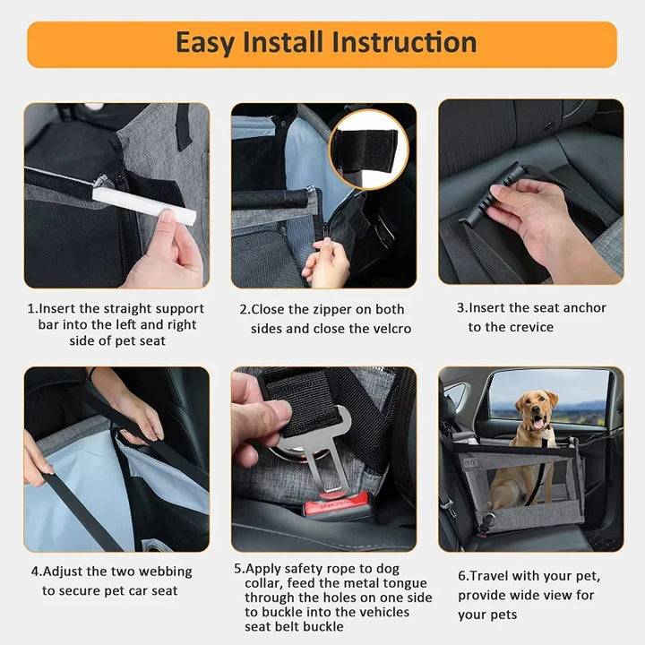4PetsOnly Car Pet Seat Basket - Waterproof, Breathable for Small & Medium Dogs