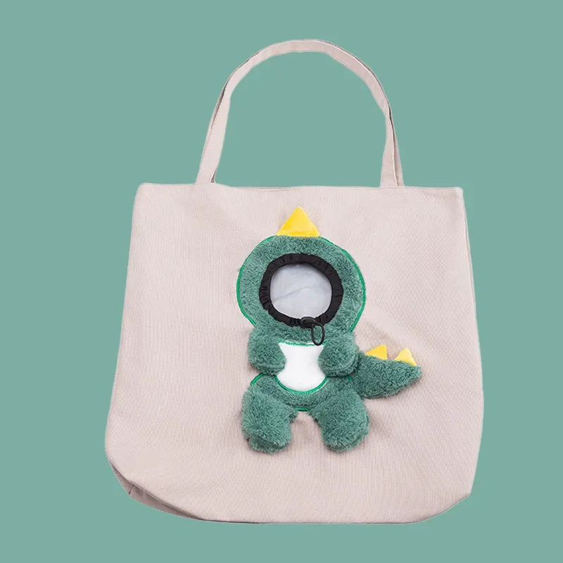 4PetsOnly Canvas Pet Travel Tote Bag - Fashionable Breathable Shoulder Carrier for Cats & Dogs