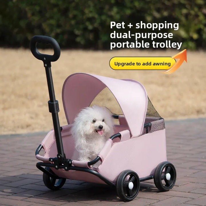 Small pet stroller, dog, cat, teddy baby stroller, portable and foldable outdoor small pet cart for going out