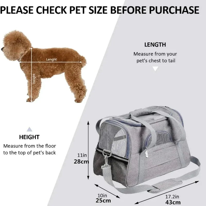 Portable Pet Travel Bag Dog Bag Mesh Dog Carrier Bag with Thick Cotton Cushion Pet Aviation Backpack Anti-suffocation Outdoor