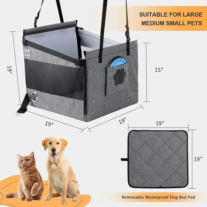 4PetsOnly Car Pet Seat Basket - Waterproof, Breathable for Small & Medium Dogs
