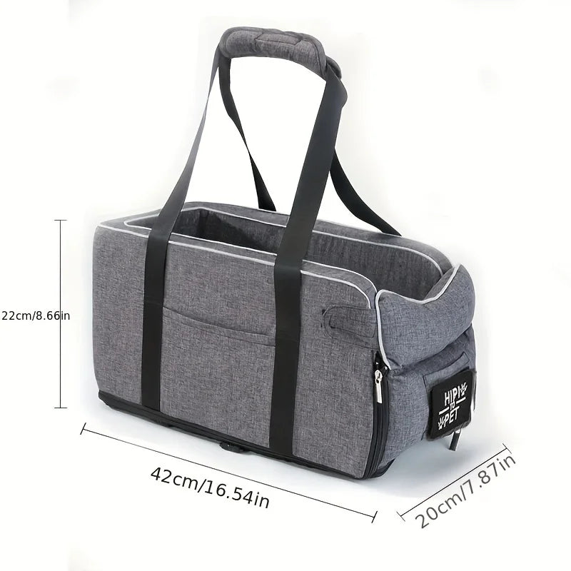 Pet Car Booster Seat With Armrest Attachment - Perfect For Traveling With Your Dog Or Cat - Central Control Handbag