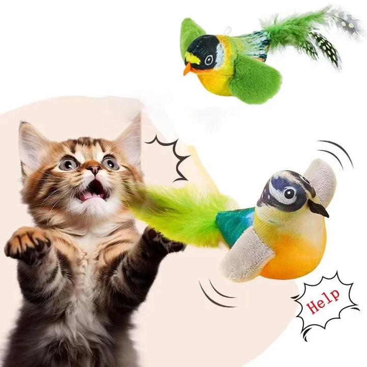 4PetsOnly Interactive Catnip Plush Cat Toy - Realistic Bird Sound