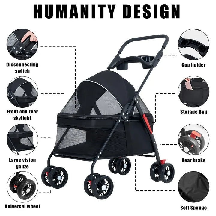 4PetsOnly Foldable Pet Stroller - Lightweight for Cats & Small Dogs
