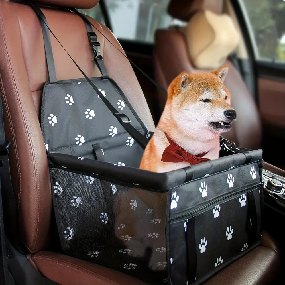 Pet Car Booster Seat - Folding Waterproof Carrier for Dogs, Cats and Puppies, Travel Carrier Bag with Seat Belt for Pets