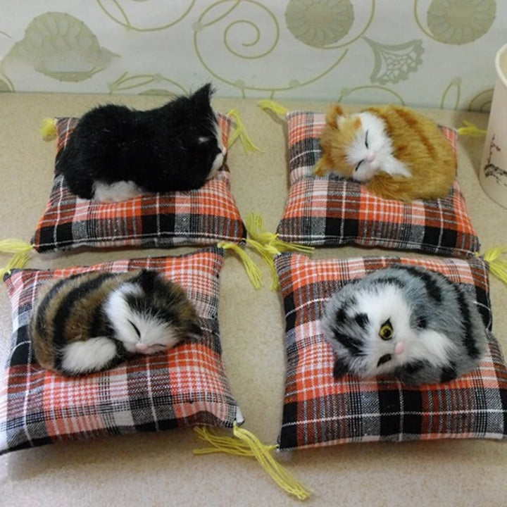 4PetsOnly Simulation Cat Plush Cushion - Decorative, Pet-Safe Ornament