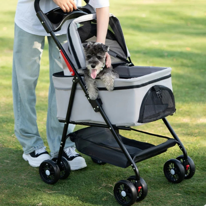 Pet Stroller Dog Cat Stroller Small Pet Cart For Outings Cart Bag Can Be Separated Breathable Shade Light Folding Outdoor Travel