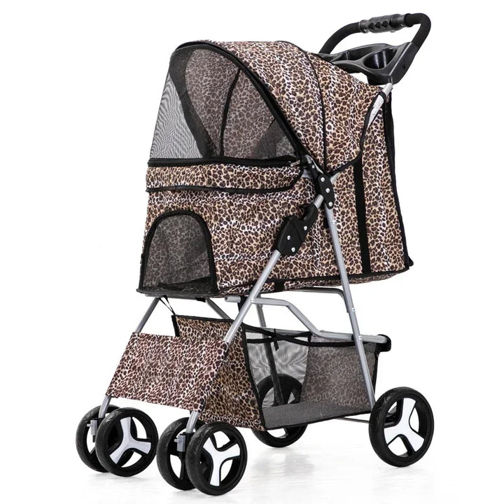 Pet Stroller Lightweight Folding Universal Wheel Cat Dog Travel Breathable Pet Stroller Outdoor Stroller for Small Medium Pets