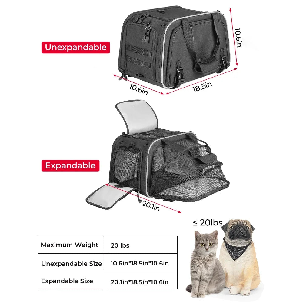 Motorcycle Pet Carrier Bag Cat Dog Pet Carrier Airline Approved Portable Cat Dog Travel Carrier For Luggage Rack Passenger Seat
