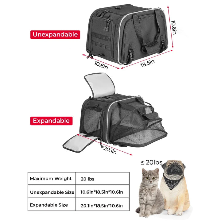Motorcycle Pet Carrier Bag Cat Dog Pet Carrier Airline Approved Portable Cat Dog Travel Carrier For Luggage Rack Passenger Seat