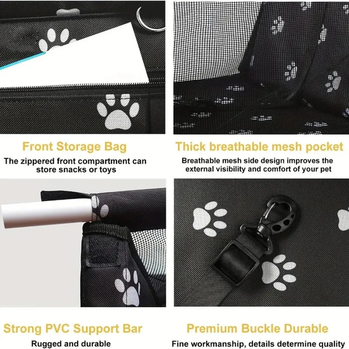 Pet Car Booster Seat - Folding Waterproof Carrier for Dogs, Cats and Puppies, Travel Carrier Bag with Seat Belt for Pets