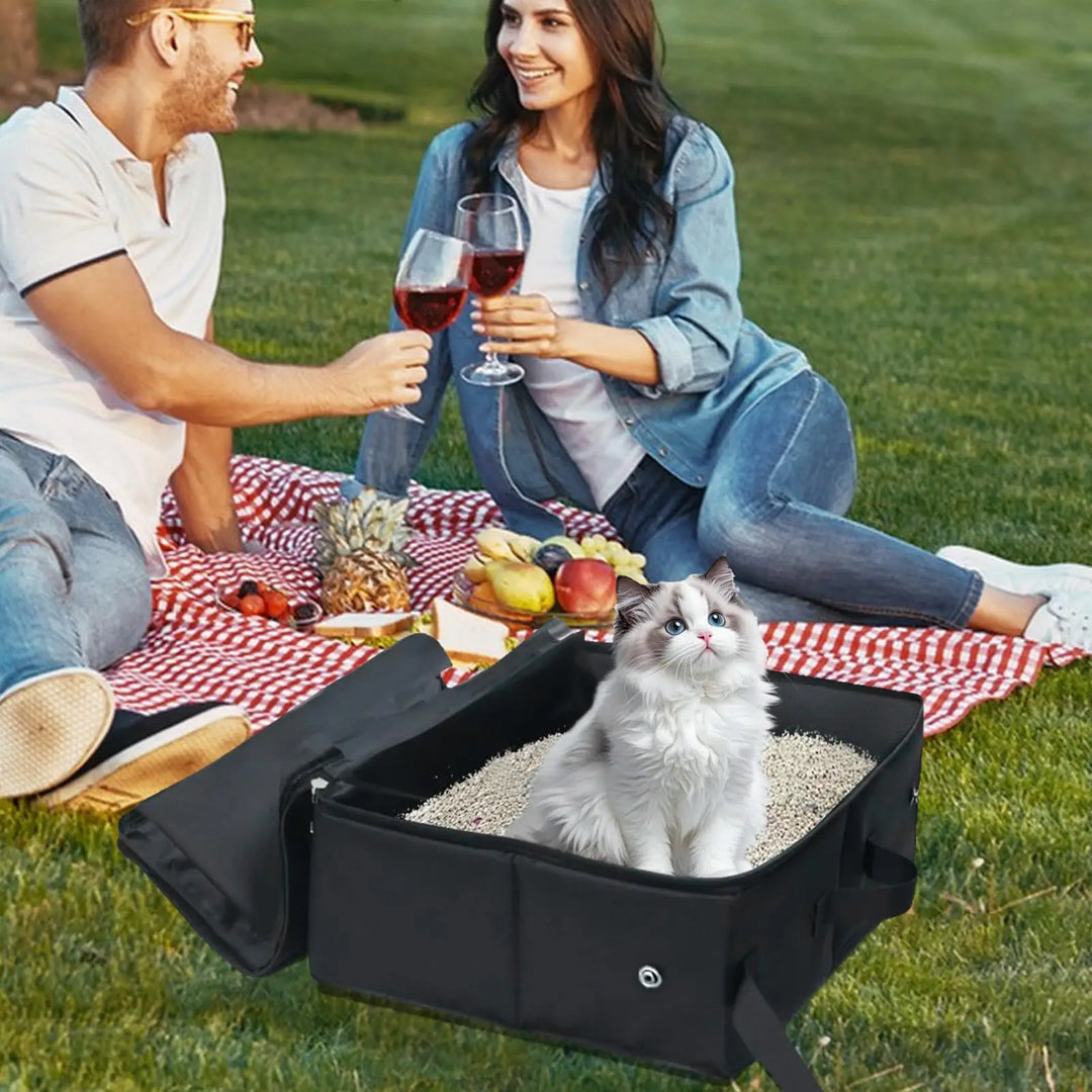 Foldable Litter Box Cat Travel Litter Box Portable Leak Proof Folding Waterproof Carrier Case With Lid Handle Pet Supplies For