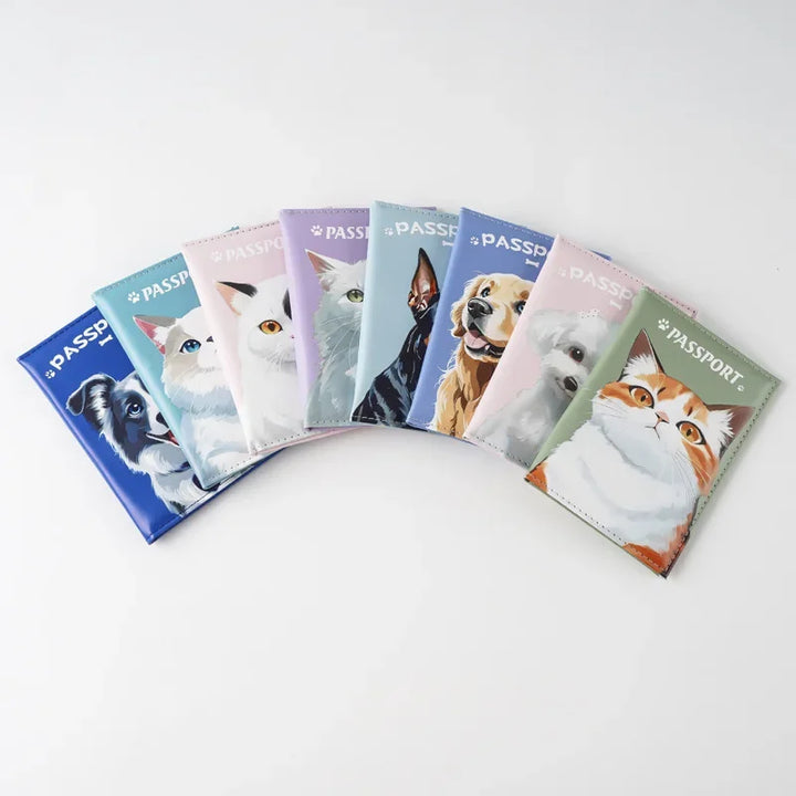 Cute Pet Cat Dog Printed Passport Holder Travel Wallet Passport Cover Passport Wallet Ticket Id Card Holder Travel Accessories
