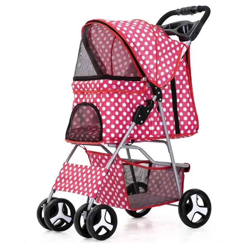 Pet Stroller Lightweight Folding Universal Wheel Cat Dog Travel Breathable Pet Stroller Outdoor Stroller for Small Medium Pets