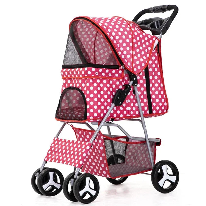 Pet Stroller Lightweight Folding Universal Wheel Cat Dog Travel Breathable Pet Stroller Outdoor Stroller for Small Medium Pets